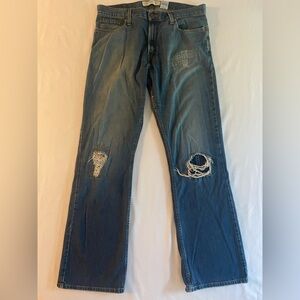 Levis 527 Jeans Mens 36x34 Blue Denim Low Boot Cut Western Rancher Cowboy Patch